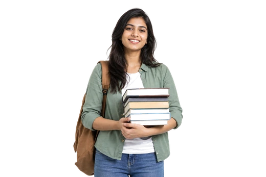 Student with books from Bhagyashree Prakashan